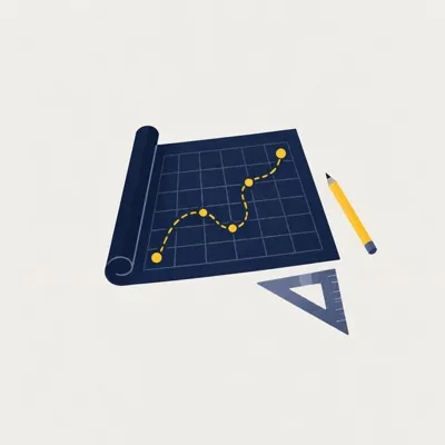 A blueprint with a journey path drawn on it.